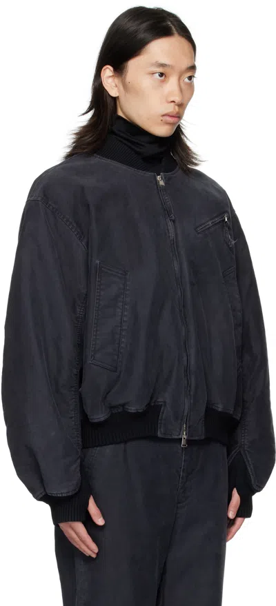 Ouat Black Faded Bomber Jacket In Black