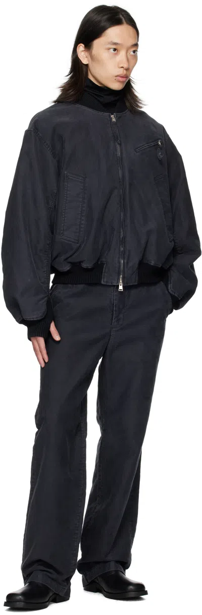 Ouat Black Faded Bomber Jacket In Black