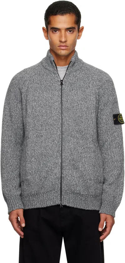 Stone Island Gray 5100051 Wool Cardigan In Gray