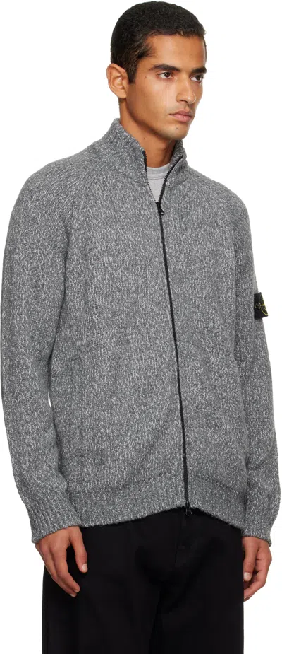 Stone Island Gray 5100051 Wool Cardigan In Gray