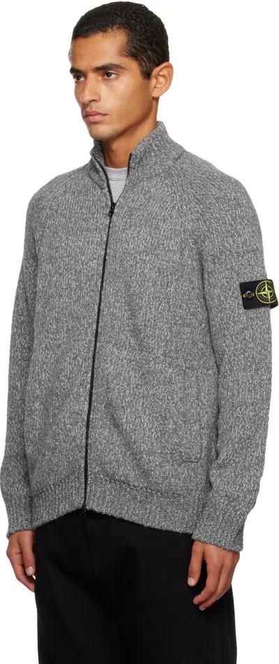 Stone Island Gray 5100051 Wool Cardigan In Gray