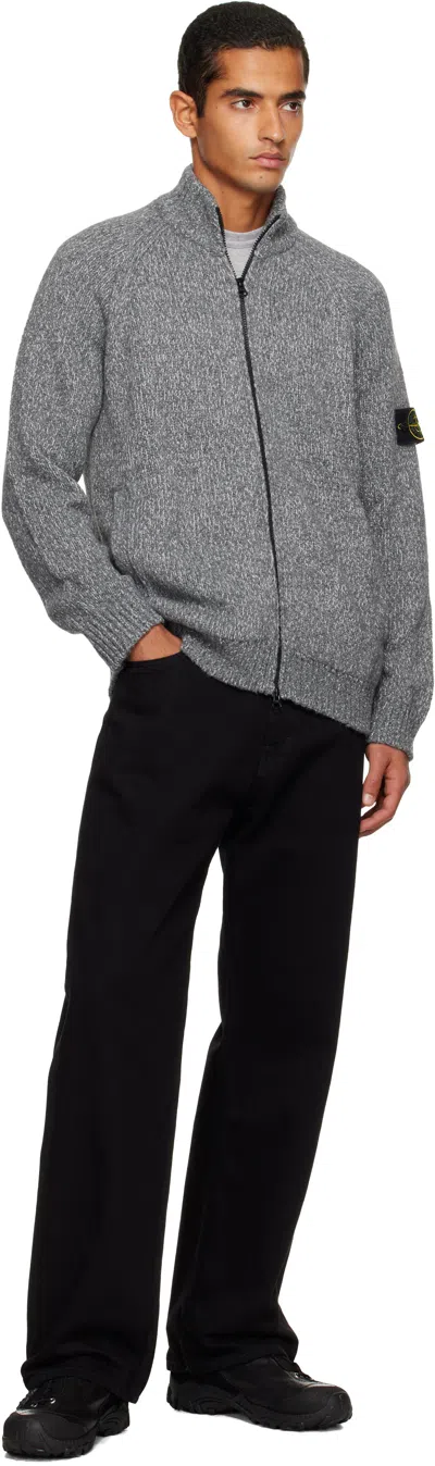 Stone Island Gray 5100051 Wool Cardigan In Gray