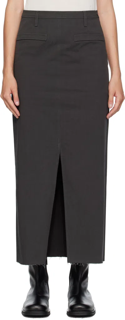 Coor Gray Cotton Relaxed Long Midi Skirt In Gray