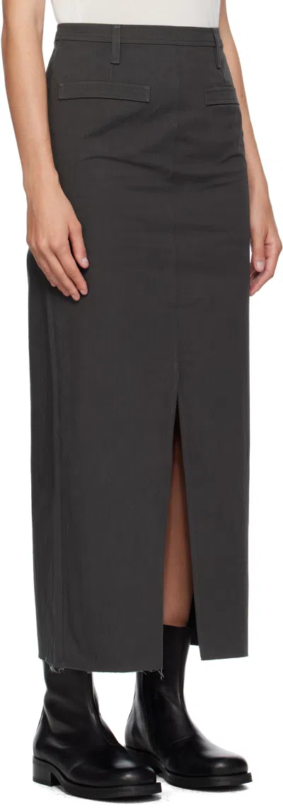 Coor Gray Cotton Relaxed Long Midi Skirt In Gray