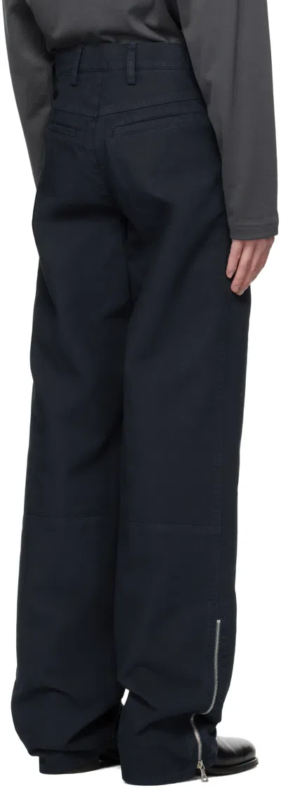 Dries Van Noten Straight Leg Trousers Double Zipper Detail In Black