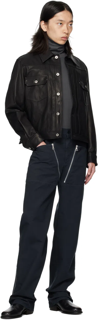Dries Van Noten Straight Leg Trousers Double Zipper Detail In Black