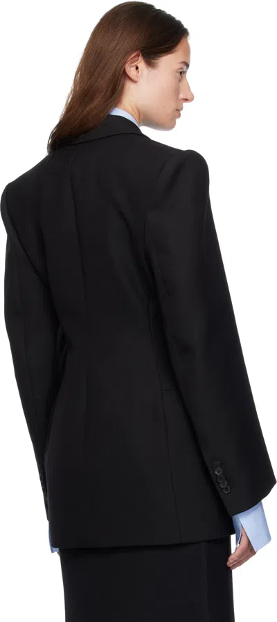 Wardrobe.nyc Double-breasted Sculpted Blazer With Satin Details In Black