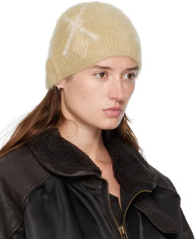 Coor Beige Hairy Mixed Argyle Beanie In Brown