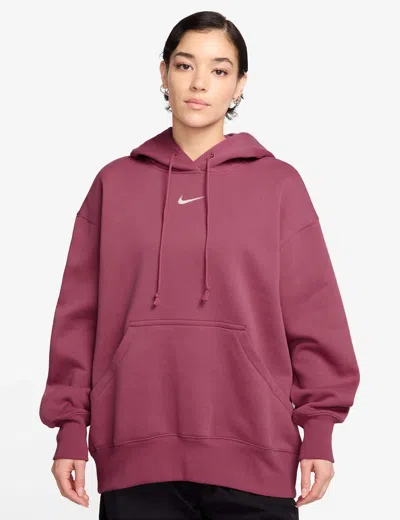 Nike Sportswear Phoenix Fleece Pullover Hoodie In Burgundy