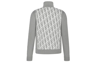Dior Ss21 Oblique 3d Effect Embedded Technology Knitted Jacket For Men Black In Gray