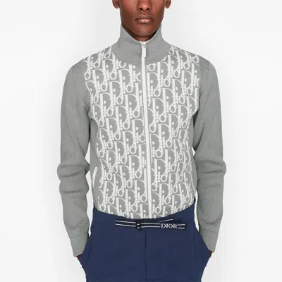 Dior Ss21 Oblique 3d Effect Embedded Technology Knitted Jacket For Men Black In Gray