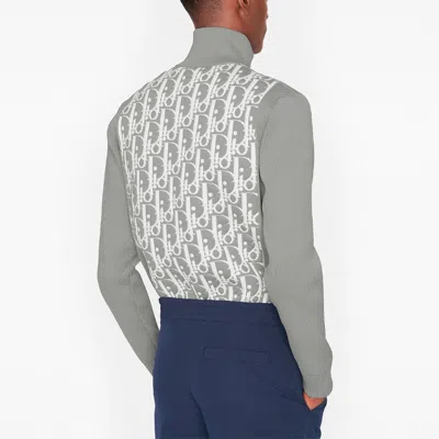 Dior Ss21 Oblique 3d Effect Embedded Technology Knitted Jacket For Men Black In Gray
