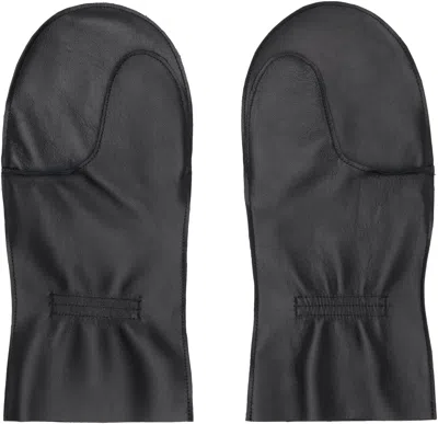Sage Nation Black Leather Mittens In Black