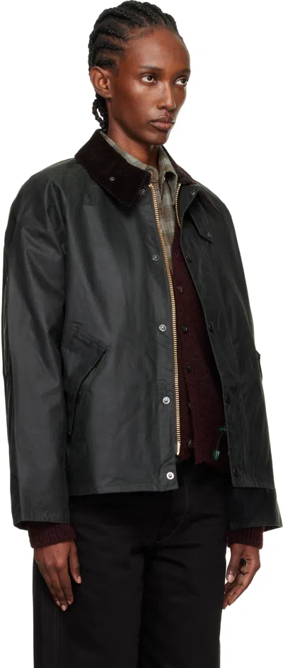 Barbour Green Transport Waxed Jacket In Multi