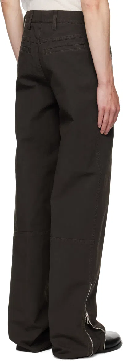 Dries Van Noten Brown Cotton Canvas Straight-leg Trousers In Black