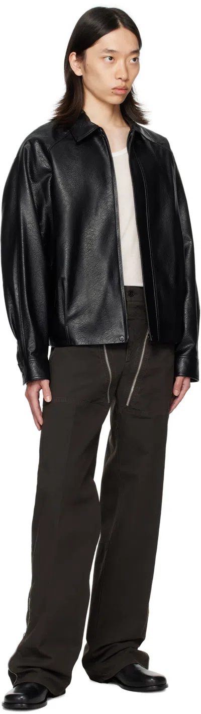 Dries Van Noten Brown Cotton Canvas Straight-leg Trousers In Black