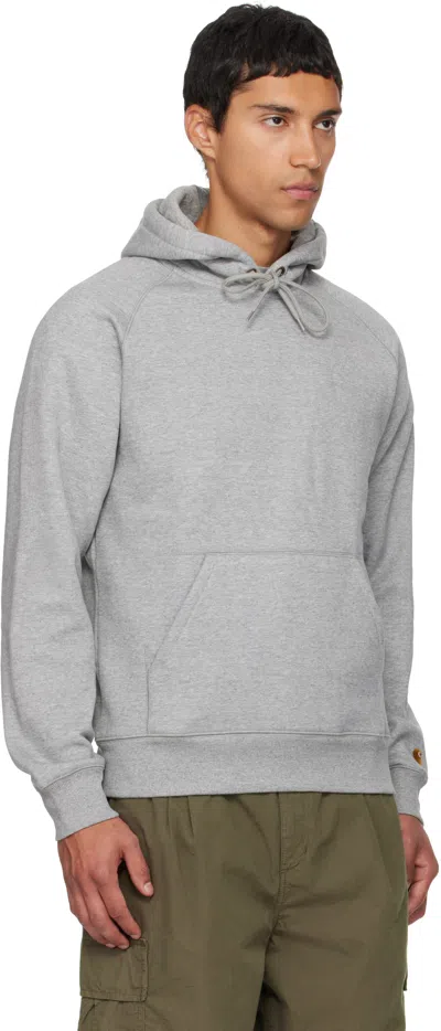 Carhartt Hooded Chase Sweatshirt Heather Grey In Gray