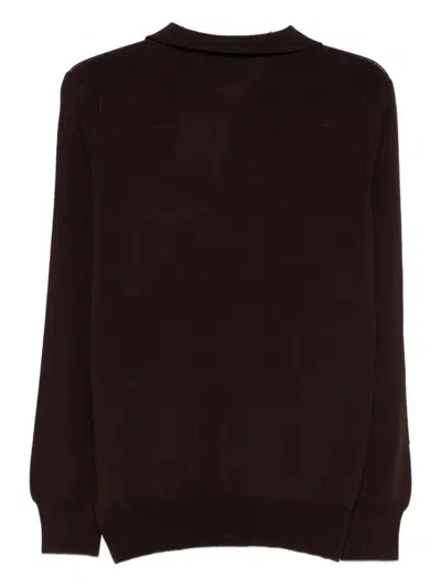 Amaranto Classic-fit Brown Sweater With Subtle Collar Detail In Brown