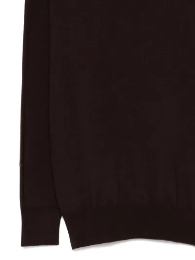 Amaranto Classic-fit Brown Sweater With Subtle Collar Detail In Brown