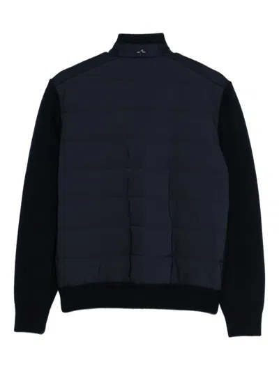Paul & Shark Zip-up Wool Cardigan In Black