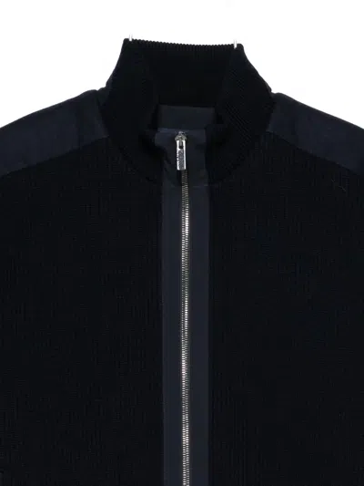 Paul & Shark Zip-up Wool Cardigan In Black