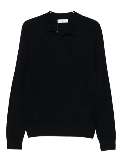 Boglioli Polo-collar Wool T-shirt In Black