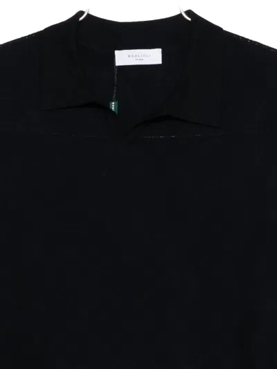 Boglioli Polo-collar Wool T-shirt In Black