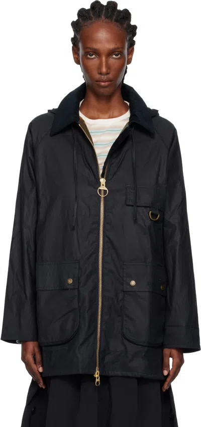 Barbour Navy Highclere Waxed Jacket In Blue