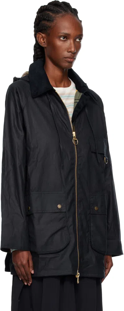 Barbour Navy Highclere Waxed Jacket In Blue