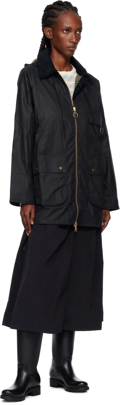 Barbour Navy Highclere Waxed Jacket In Blue