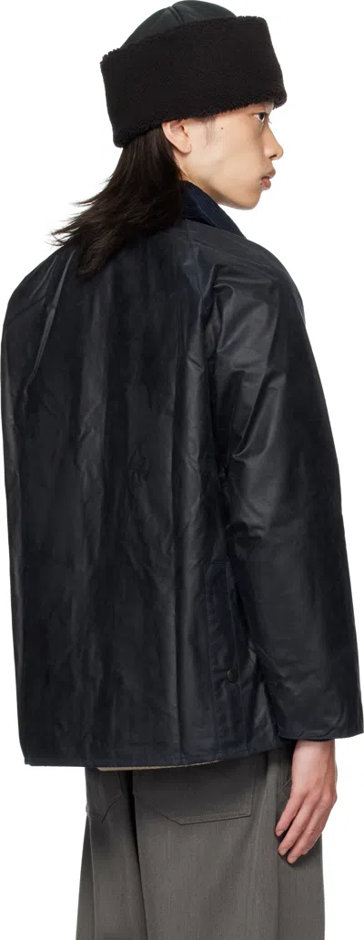 Barbour Navy Bedale Waxed Jacket In Black