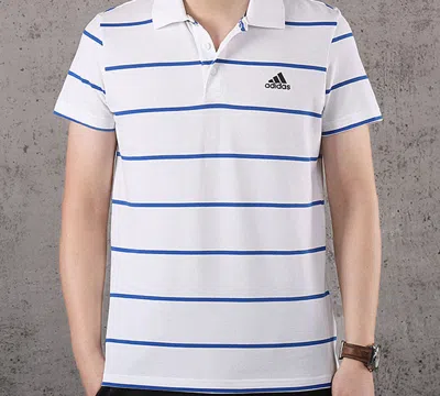 Adidas Originals Adidas Yarn Dye Casual Stripe Short Sleeve Polo White In Multi