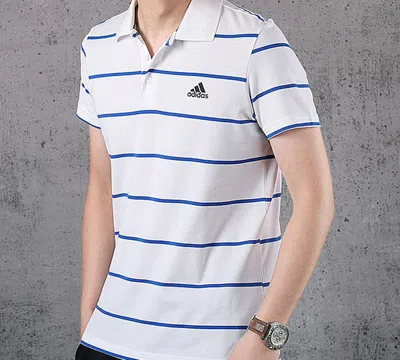 Adidas Originals Adidas Yarn Dye Casual Stripe Short Sleeve Polo White In Multi