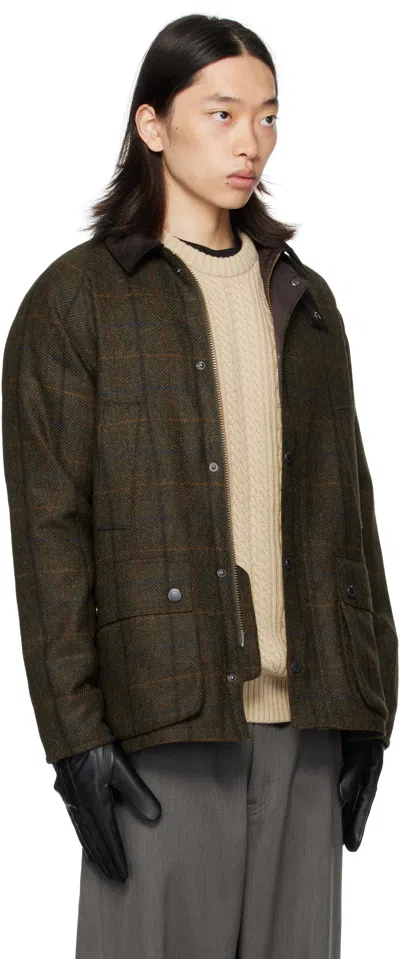 Barbour Khaki Bedale Check Wool Jacket In Multi