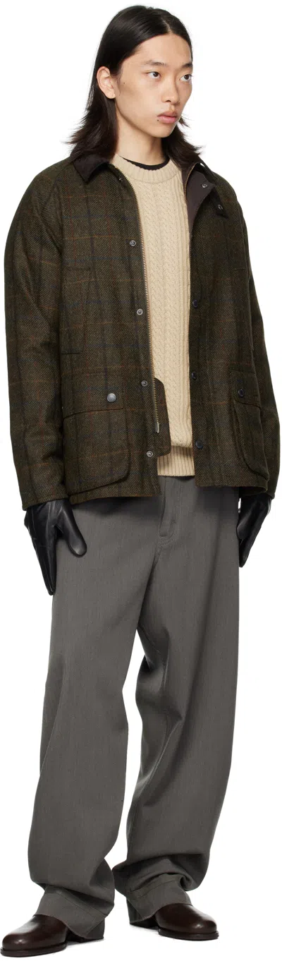 Barbour Khaki Bedale Check Wool Jacket In Multi
