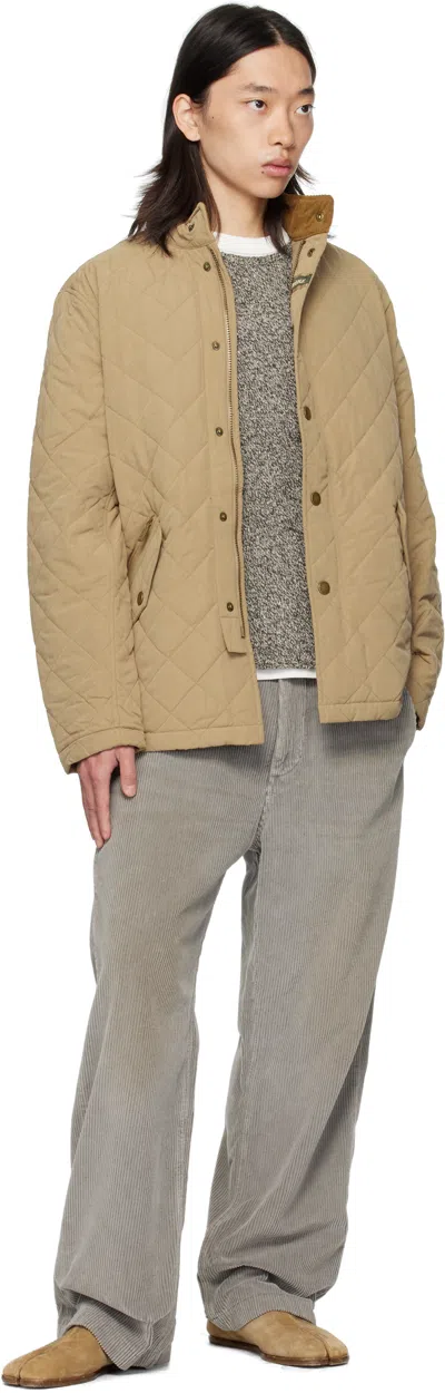 Barbour Khaki Shoveler Quilted Jacket In Nude