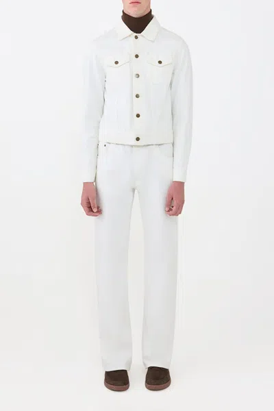 Gabriela Hearst Barry Trucker In White Recycled Cotton Denim In White