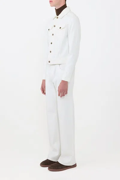 Gabriela Hearst Barry Trucker In White Recycled Cotton Denim In White