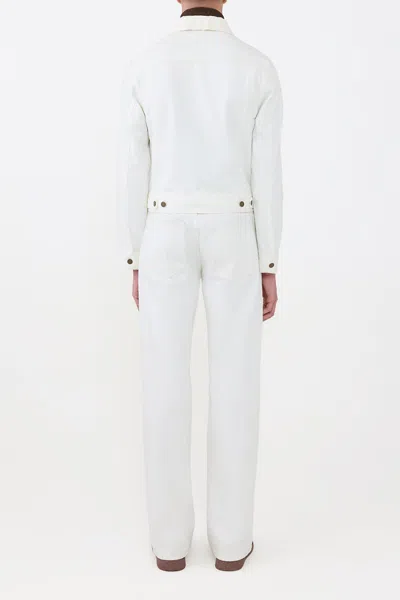 Gabriela Hearst Barry Trucker In White Recycled Cotton Denim In White