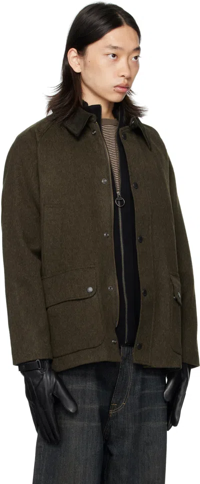Barbour Khaki Modified Bedale Wool Jacket In Brown