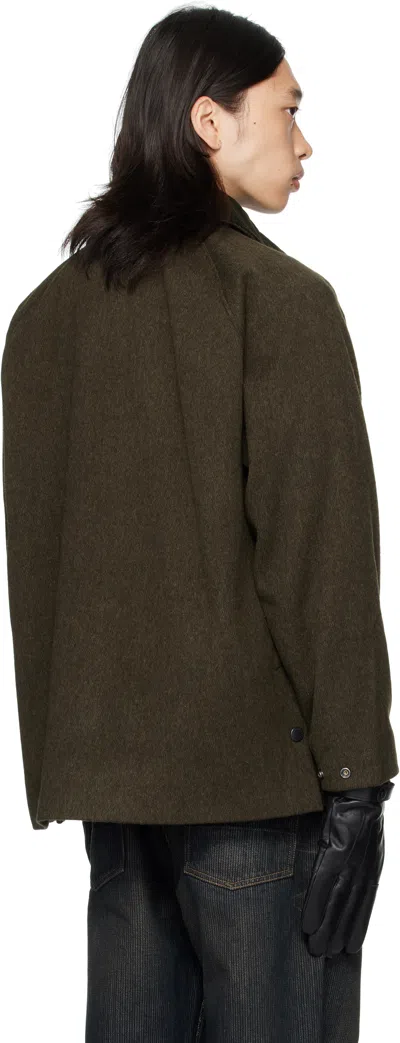 Barbour Khaki Modified Bedale Wool Jacket In Brown