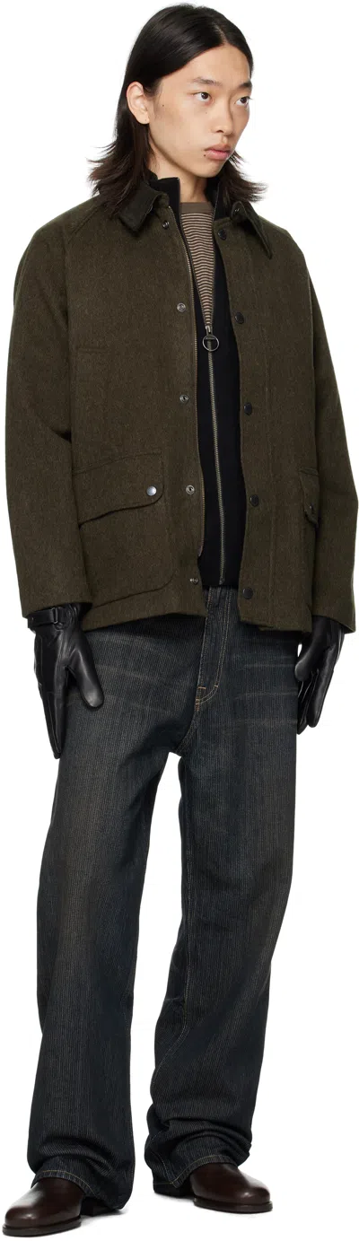 Barbour Khaki Modified Bedale Wool Jacket In Brown