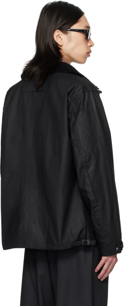 Barbour Black Re-engineered Utility Bedale Waxed Jacket In Black