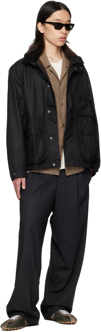 Barbour Black Re-engineered Utility Bedale Waxed Jacket In Black