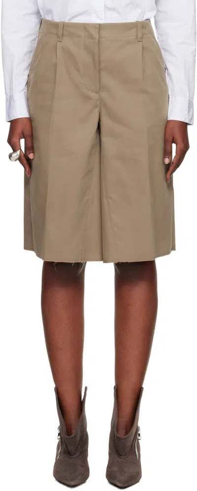Our Legacy Khaki Jumbo Shorts In Brown