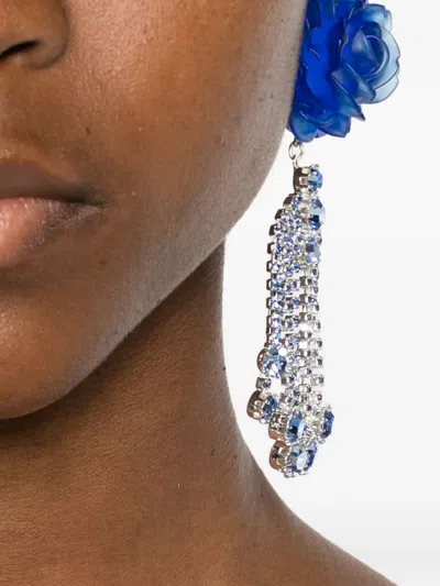 Magda Butrym Rose-embellished Earrings In Blue