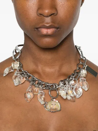 Chopova Lowena Lamb In Shells Carabiner Necklace In Metallic