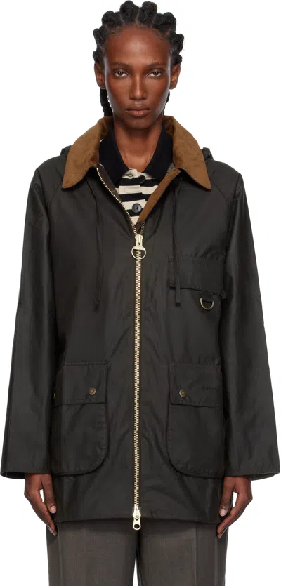 Barbour Green Highclere Waxed Jacket In Black