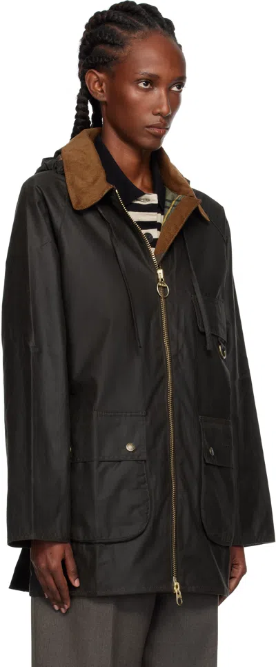 Barbour Green Highclere Waxed Jacket In Black