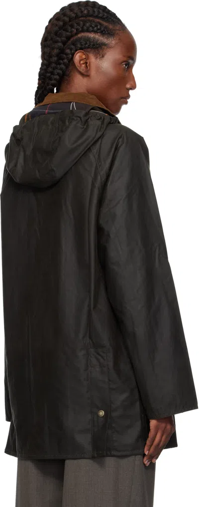 Barbour Green Highclere Waxed Jacket In Black